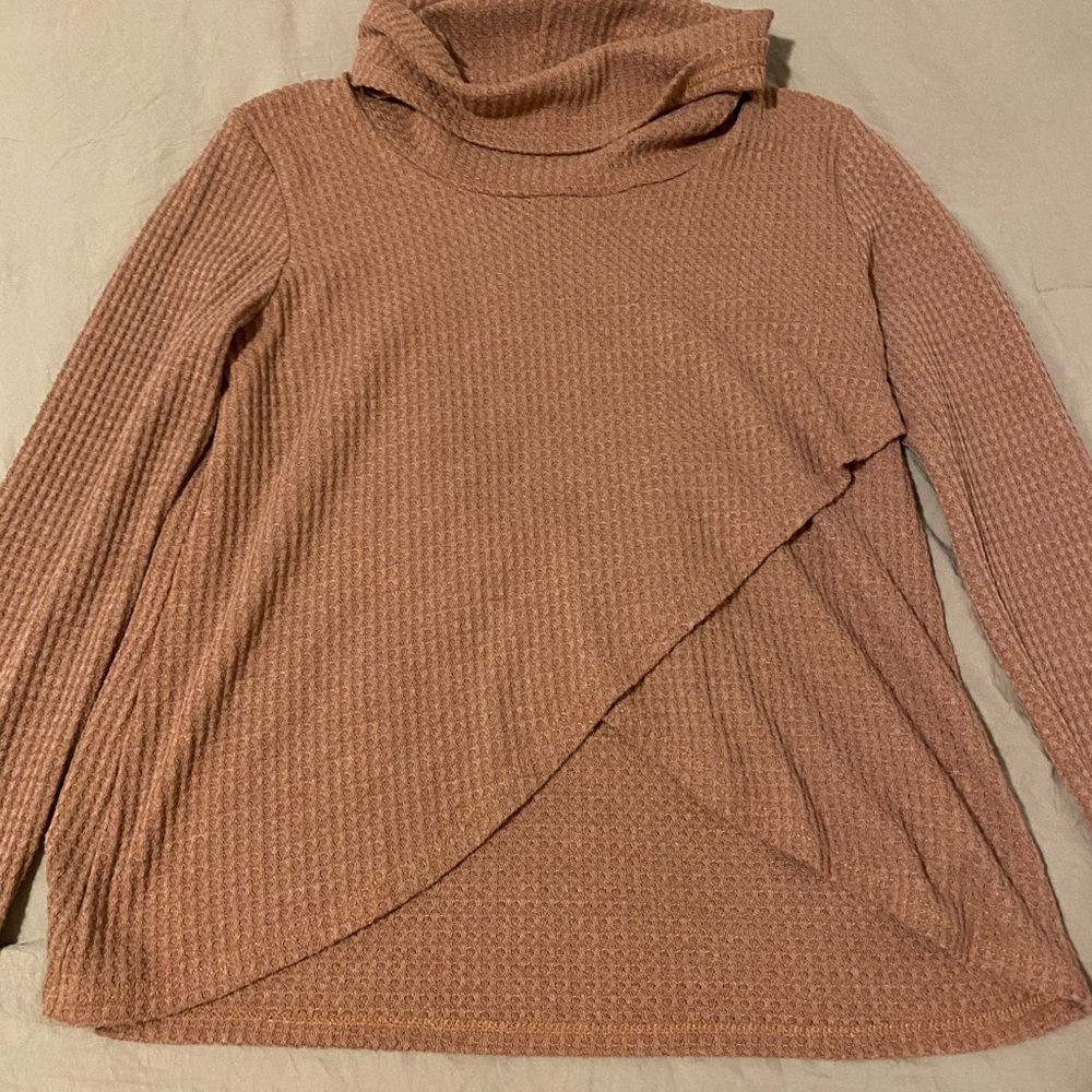 Cross front turtle neck